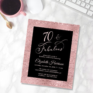 Convite de aniversário 70 Dourada Rosa de Orçame