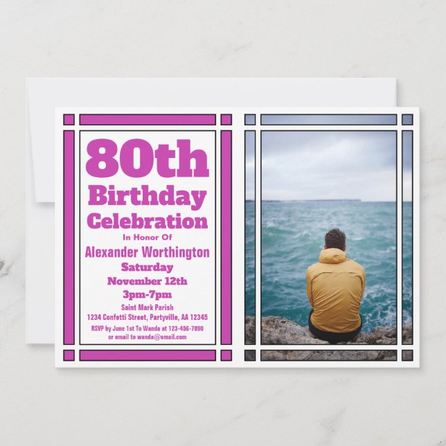Convite de aniversário 80 (Frente)