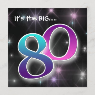 Convite de aniversário 80 divertido e colorido