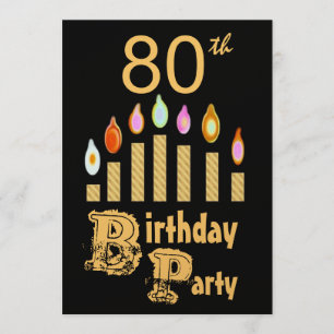 Convite de aniversário 80 - DOURADO