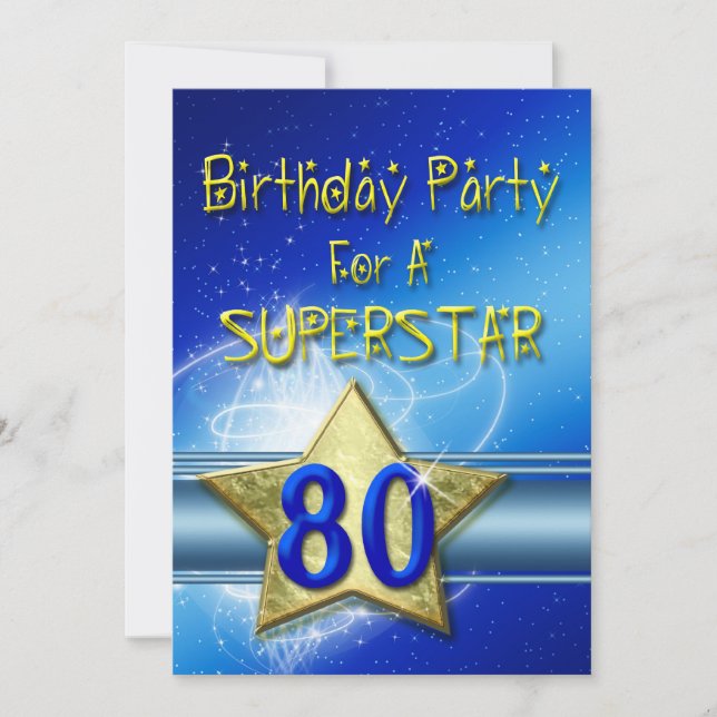 Convite de aniversário 80 para uma Superstar. (Frente)