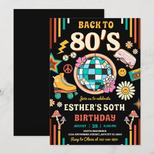 Convite de aniversário 80s editável Voltar aos 80s