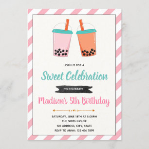Convite de aniversário a Boba milktea