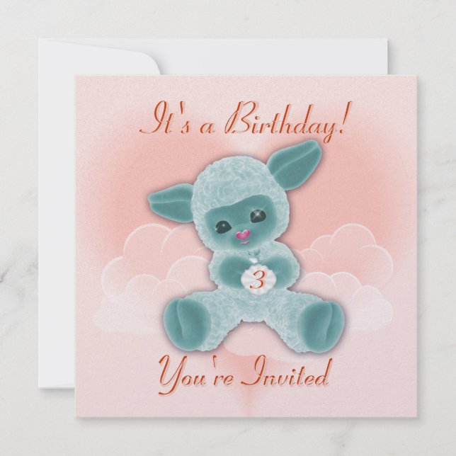 Convite de Aniversário à Criança de Bovinos e Nuve (Frente)