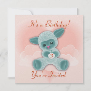 Convite de Aniversário à Criança de Bovinos e Nuve