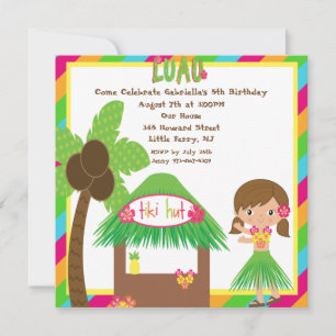 Convite de Aniversário à Praça Tiki Hut Luau