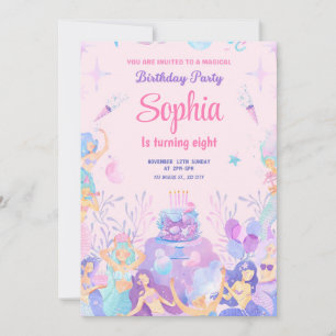Convite de Aniversário à Sereia Rosa-Partidária