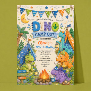 Convite de Aniversário Acampamento de Dinossauros