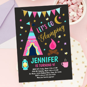 Convite de aniversário/Acampamento de meninas