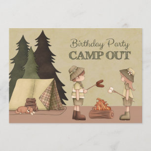 Convite de Aniversário Acampamento para menino ou
