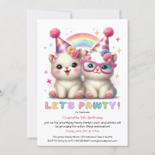 Convite de Aniversário Adorável de Animais Bebês B