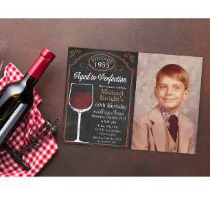 Convite de Aniversário Adulto com Vinho para Qualq
