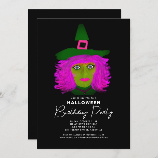 Convite de aniversário Adulto de Halloween (Frente/Verso)