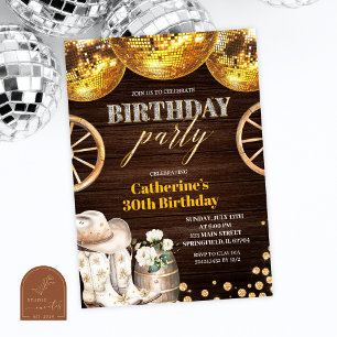Convite de Aniversário Adulto Ocidental Cowgirl Di