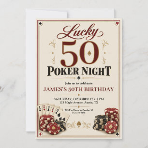 convite de aniversário adulto para noite de pôquer