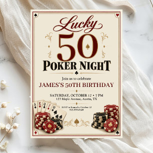 convite de aniversário adulto para noite de pôquer