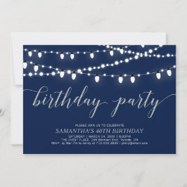 Convite de Aniversário Adulto | Prata e Azul-Marin