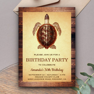 Convite de Aniversário Adulto Tartaruga Vintage