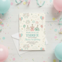Convite de Aniversário Alegre Doce e Três Crianças
