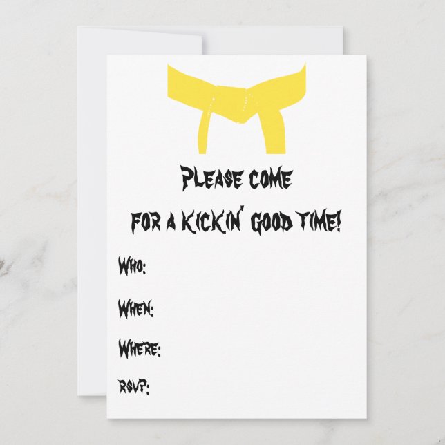 Convite de aniversário Amarelo do Cinturão de Arte (Frente)