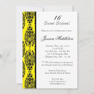 convite de aniversário amarelo escuro 5x7