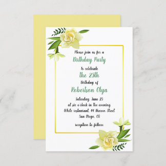 Convite de aniversário Amarelo Floral