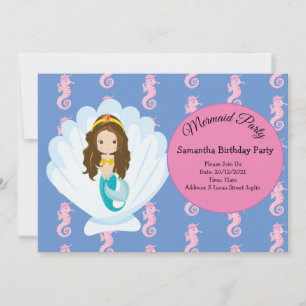 Convite de aniversário amarelo Mermaid