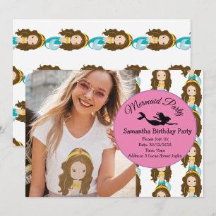 Convite de aniversário Amarelo Mermaid