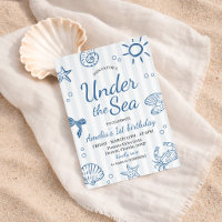 Convite de Aniversário Amigos do Oceano em Aquarel