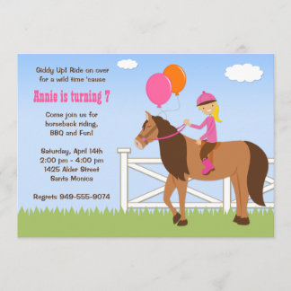 Convite de aniversário Andando De Cavalo Para Trás