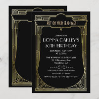 Convite de Aniversário ANY AGE Grande Gatsby Art D