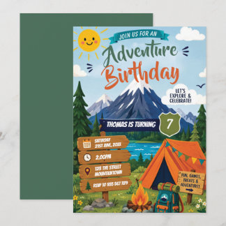convite de aniversário ao ar livre para aventura