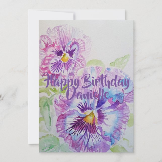 Convite de Aniversário Aquarela Arte Violeta Amor- (Frente)