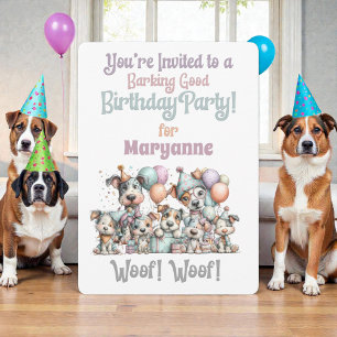 Convite de Aniversário Aquarela de Cachorro Capric