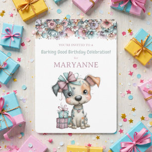 Convite de Aniversário Aquarela de Cachorro Capric