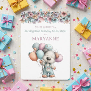 Convite de Aniversário Aquarela de Cachorro Capric