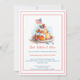 Convite de Aniversário Aquarela Vermelho Branco e