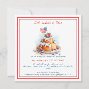 Convite de Aniversário Aquarela Vermelho Branco e 