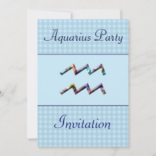 Convite de aniversário Aquarius Zodiac/Azul