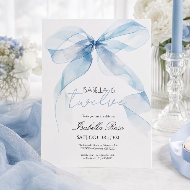 Convite de Aniversário Arco de Aquarela Azul (Criador carregado)