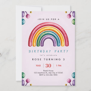 Convite de Aniversário Arco-Íris – Crianças Colori