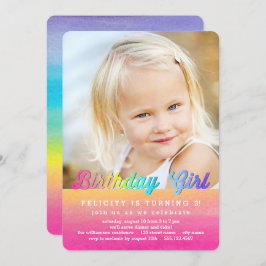 Convite de aniversário arco-íris de água