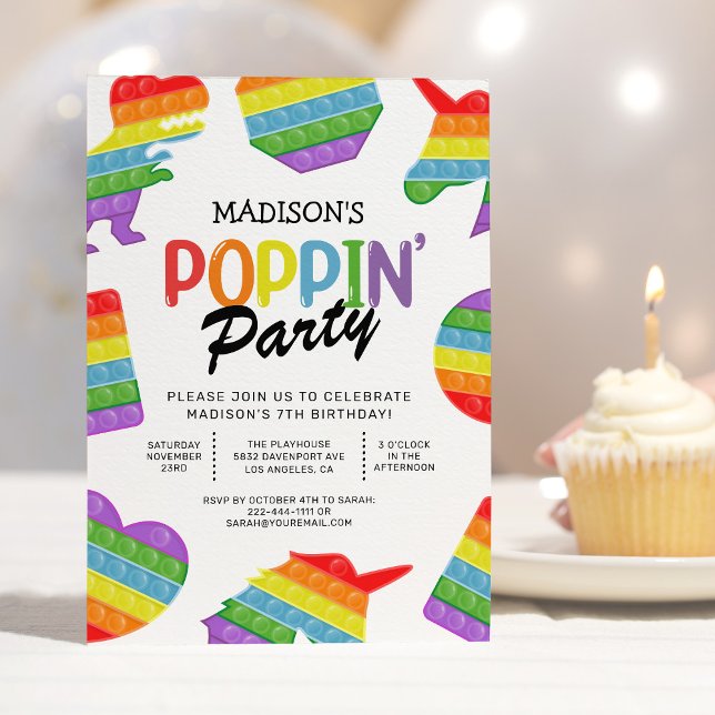 Convite de Aniversário Arco-Íris Pop It (Criador carregado)