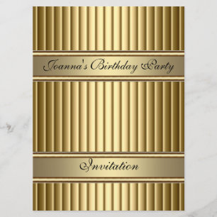 Convite de Aniversário Art Deco Dourado
