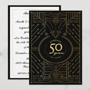 Convite de Aniversário Art Déco Esquisito de 50 an