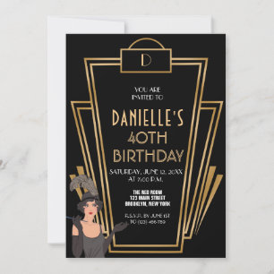Convite de aniversário Art Deco inspirado no excel