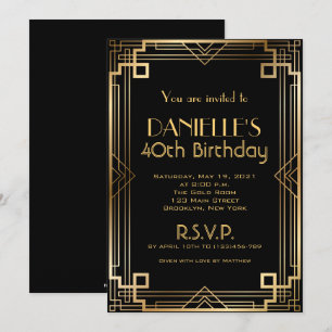 Convite de aniversário Art Deco inspirado no Grand