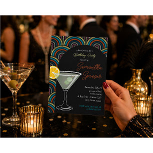 Convite de Aniversário Art Deco Martini