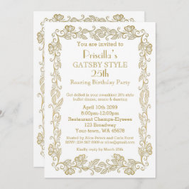 Convite de aniversário Art Deco,Mulher,gol branco