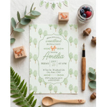 Convite de Aniversário Árvores Floresta Verde Aqua